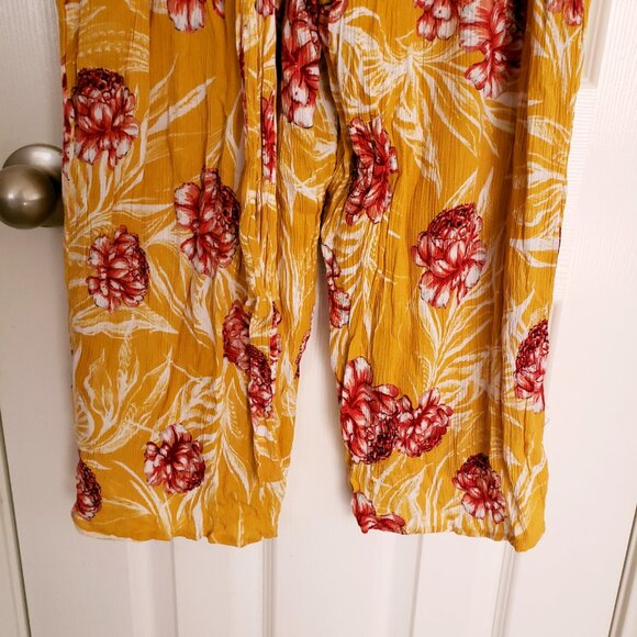 Lulus Garden's Glory Mustard Yellow Floral Print Culotte Jumpsuit Size XL - Picture 10 of 16